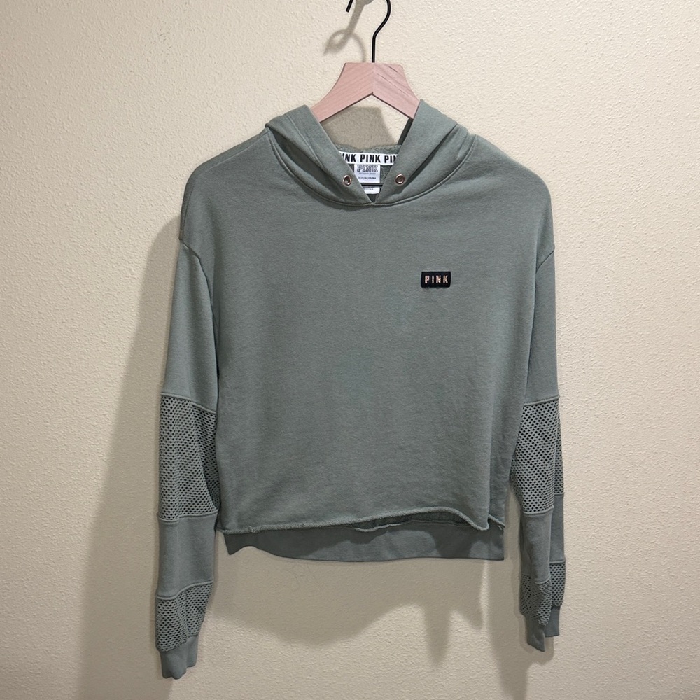 PINK Victoria's Secret Size Small Women's Dusty Green Cropped Hoodie